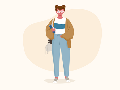 Nerdy Girl blog character design flat girl illustration nerd people product vector