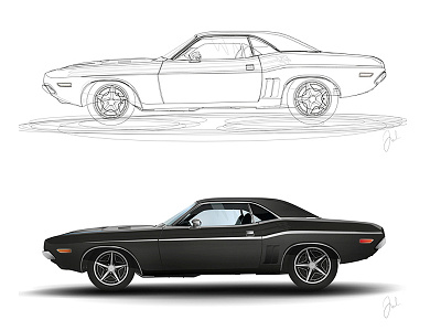 Vector Challenger car challenger classiccar oldtimer vector illustration