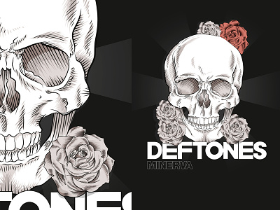 deftones tribute - minerva bones deftones illustration minerva roses skull vector