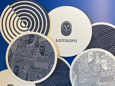 Coasters blue brand branding coasters design illustration line lineart print samsara swag vector