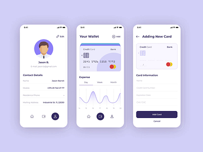 Wallet App | Animated Mobile UI animation belarus credit card ios line chart minimal mobile mobile ui ui user profile ux wallet
