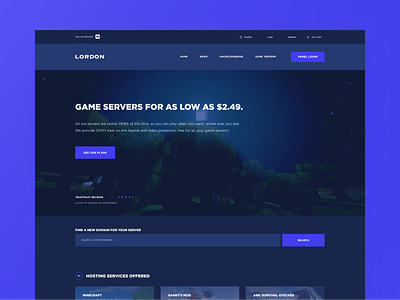 Lordon Hosting Web Design branding colorful dark hosting inspiration minecraft mockup modern ui design ux design web design