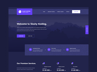 Slashy Hosting Web Design (2018) branding colorful dark hosting inspiration minecraft mockup modern ui design ux design web design