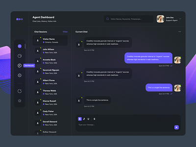 Dashboard - Live Chat Agent Panel (Revised)