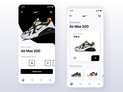 Nike App Redesign - Mobile UI app app design cart clean design clean ui ecommerce interface design ios mobile app mobile ui nike redesign shop ui design uiux