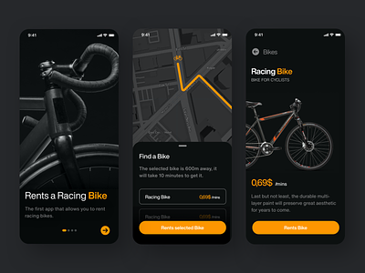 Bike Rent App - UI Design bike bike app bycicle ios app mobile app design rental app uidesign uiux
