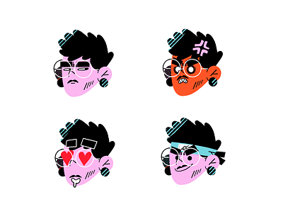 Jairumojis angry character character design emoji emotion face flat glasses icon illustration love naruto sticker suspicious