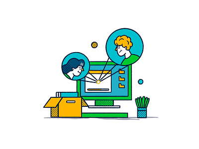 Recruits book box character character design computer contacts desk flat icon illustration outline person plant recruit tech