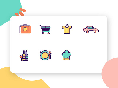 Icons app badge color design flat icon illustration