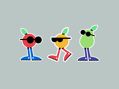 Chillin' Fruits apple design flat fruit icon illustration sticker vector