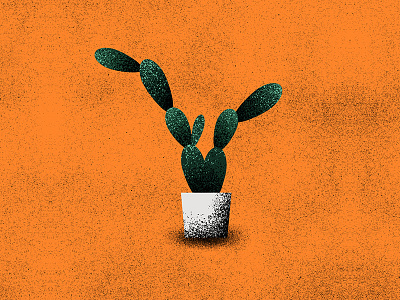 Cactus brushe cactus design editorial flat illustration texture