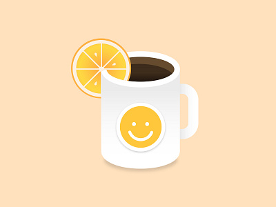 Strange combination coffee design flat icon illustration lemon mug sticker texture