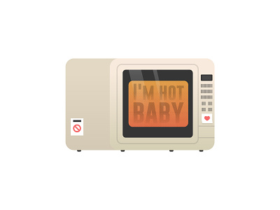 Microwave flat hot icon illustration microwave sticker typography vector
