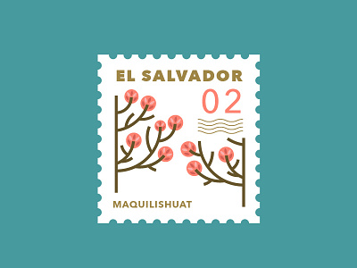 Maquilishuat badge el salvador flat icon illustration logo postal stamp sticker tree vector