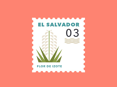 Izote badge el salvador flat icon illustration plant postal sticker typography vector