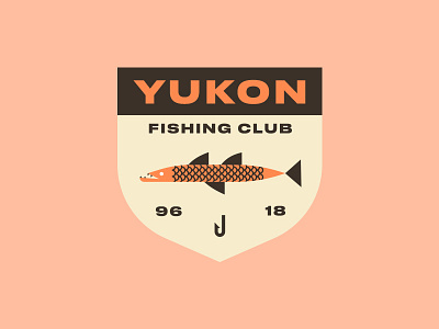 Fishing Club Badge badge brand branding fish flat icon illustration logo shield sticker vector