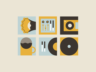 Modular Coffee coffee editorial flat icon illustration music pattern vector vinil