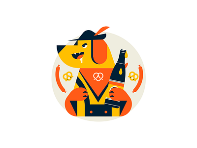 Oktoberfest badge beer character character design dog flat germany icon oktoberfest pretzel sausage shapes vector