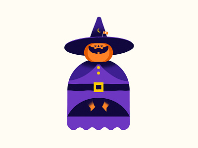 Pumpkin Head character flat halloween icon pumpkin sticker texture vector witch