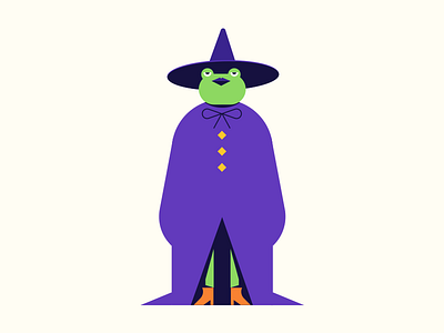 The Frog Witch character character design flat frog halloween icon magic sticker vector witch