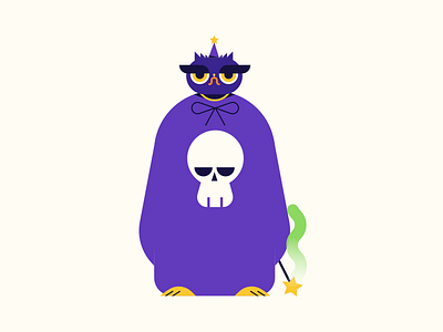 Owl character character design flat halloween icon illustration owl sticker vector witch wizard