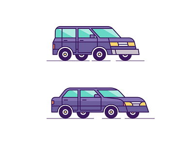 Cars car drive flat icon outline shapes vector