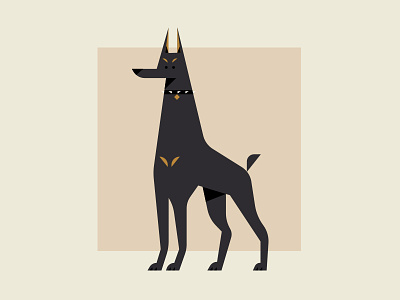 Doberman Pinscher animal character doberman dog flat illustration mascot puppy vector