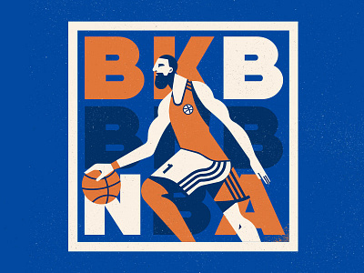 BKB Player ball basketball beardman character flat illustration nba player poster sport texture vector