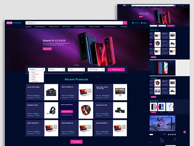 Price Compare Web Template branding compare dark ui drak web template landing page new web template photoshop price product compare ui kit ux vector web template xd design xd ui kit
