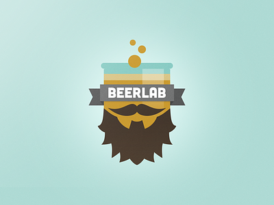 BeerLab beard beer blue brewery flat lab logo orange vintage