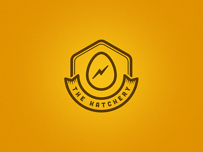 The Hatchery badge brand cowork egg emblem geometric hexagon logo orange seal