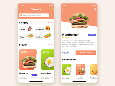 Yummy Food app mobile UI Concept app app design design food app food app design food delivery app mobile app design mobile design mobile ui ui ux design ui design ui ux uiux design ux design