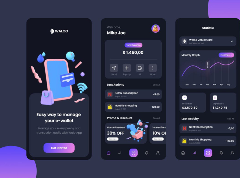 E-Wallet Mobile App UI by Nitesh Kumar on Dribbble