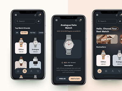 Watch E-Commerce Mobile App UI app design design mobile app design ui ux design ui design ui ux uiux design ux design