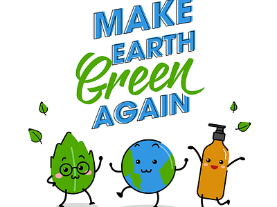 Make earth green again: colorful doodle earth enviroment friendly illustration vector