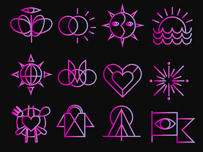 Neon icons festival icons neon pictogram retrowave