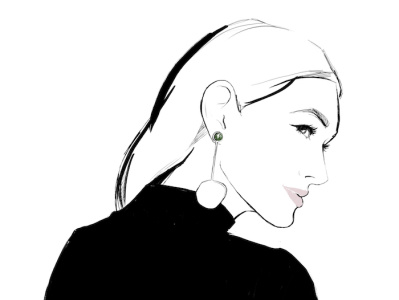 fashion illustration blackandwhite design earring fashion fashion illustration illustration illustrator ink lips woman