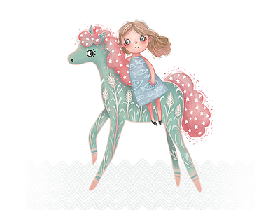 Bulrush Horse bookillustrations childrenillustrations friends girl horse illustration illustrator kidillustration