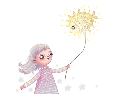 Sun Fish animal art baloon book illustrations childrenillustration fish girl illustration illustrator sun