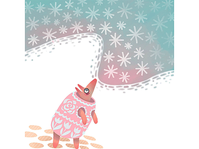 Armadillo and snowflakes animal armadillo art book illustrations childrenillustration illustration illustrator kidillustration pink snowflake