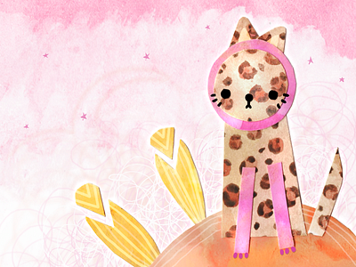 Pink Paws art book illustrations cat cats character childrenillustration illustration kidillustration leopard pink