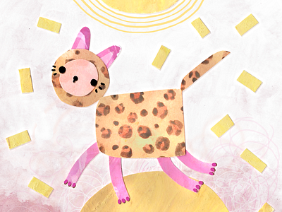 Pink Paws animal book illustrations bookillustrations cat cats childrenillustration collage collageart collages illustration leopard sun sunny