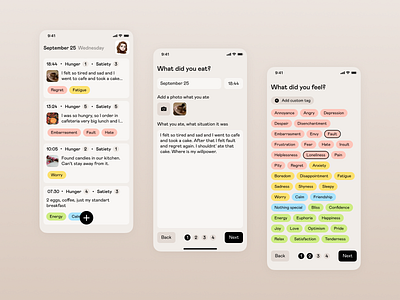 Eating disorder diary app mobile product ui ux