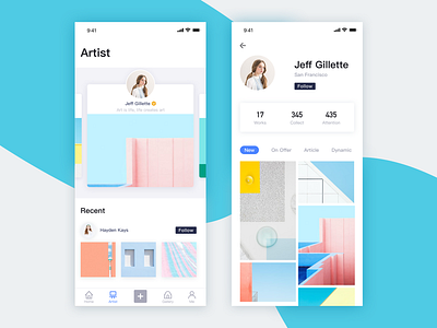Artistic work query App art artist blue cards fashion feed icons inspiration ios iphonex ui ux