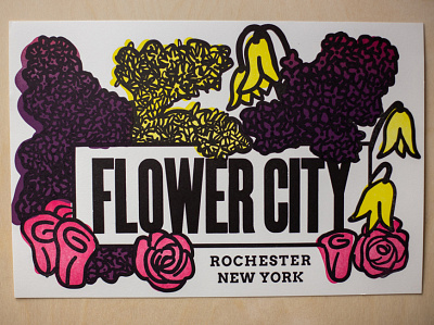 Flower City Poster illustration letterpress poster