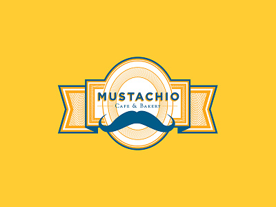 Mustachio Bakery & Cafe Logo badge bakery branding cafe gold logo macho mustache