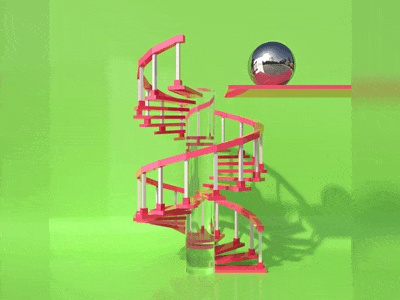 Spiral Stairs 3d 3d animation 3d art animation ball dynamic dynamics glass houdini loop looped rolling simulation