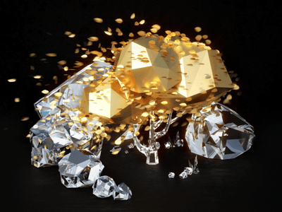 Golden Tree Animation 3d 3d animation abstract animation diamonds dynamics forest gif glass gold houdini loop looped low poly art lowpoly lowpolyart particles redshift wind waker