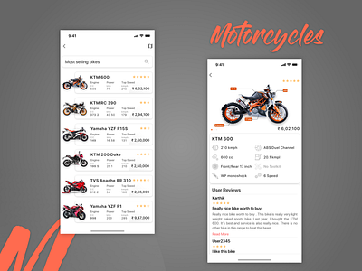 Motocycle App Concept app design ios iphone minimal motorcycle ui