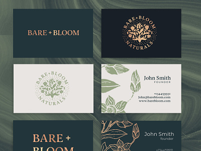 BARE + BLOOM visual identity proposal botanical flower healing health nature ornament